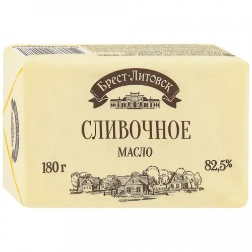 Масло Брест-Литовск сладкосливочное несоленое 82.5% 180 г