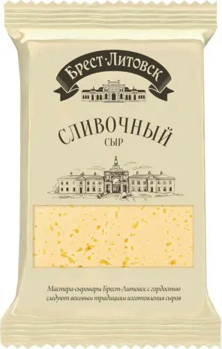 Сыр полутвёрдый Брест-Литовск Сливочный 50%, кусок, 200 г