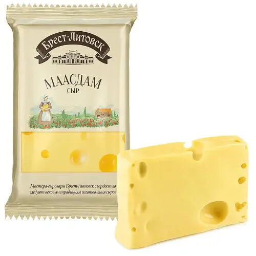 Сыр полутвердый Брест-Литовск Маасдам брусок 45% 200 г